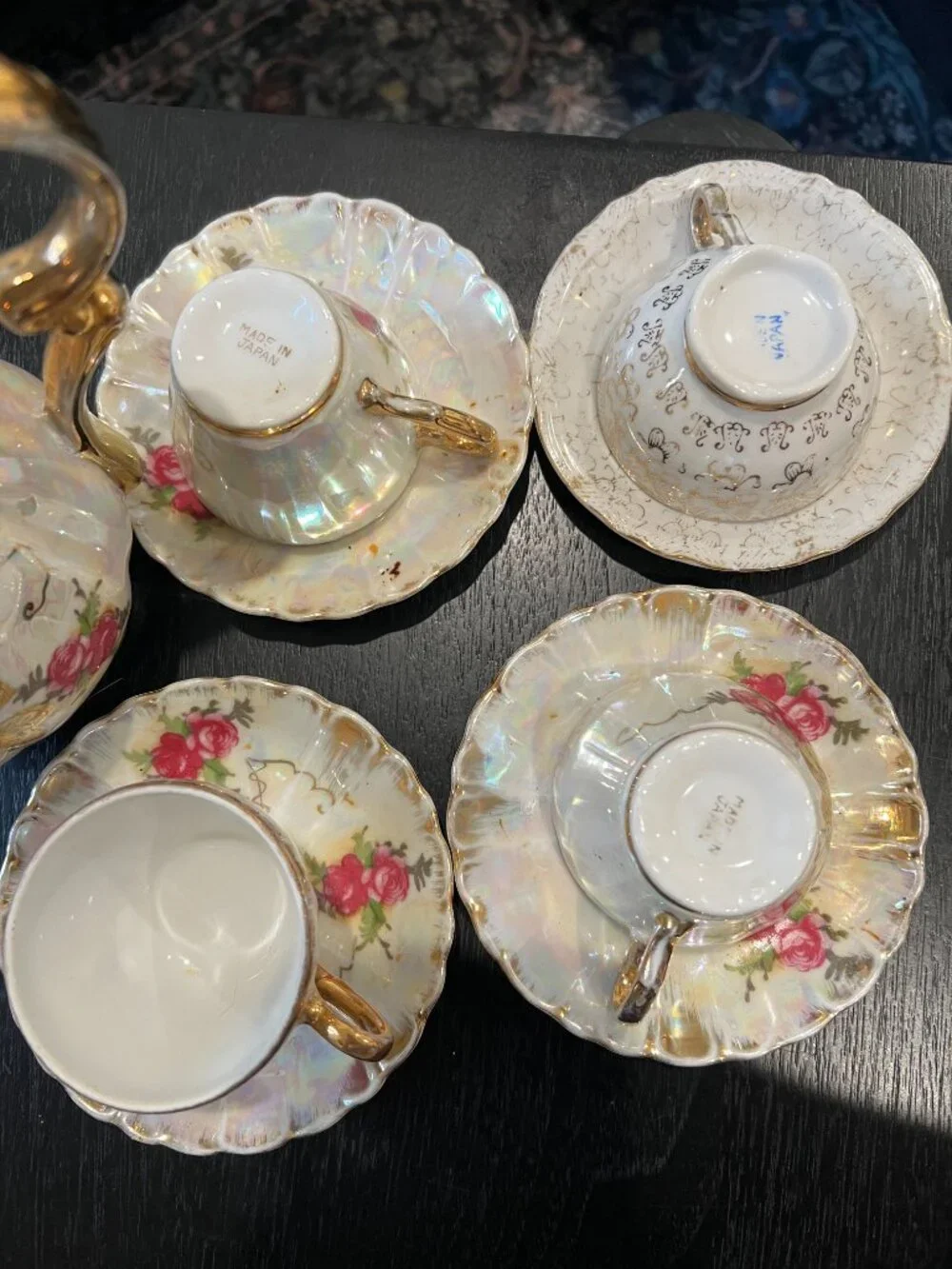 Vintage Sterling China Lusterware Japanese Demitasse Tea Set